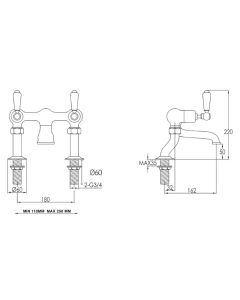 Grosvenor Lever Deck Bath Filler Gold