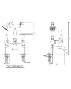 Grosvenor Black Lever Deck Bath Shower Mixer Chrome