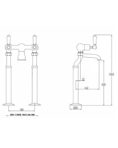 Grosvenor Black Lever Freestanding Bath Filler Chrome