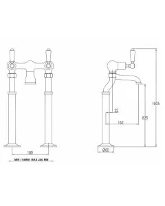 Grosvenor Black Lever Freestanding Bath Filler Chrome
