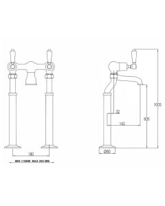 Grosvenor Lever Freestanding Bath Shower Mixer Gold