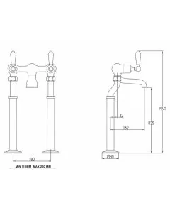 Grosvenor Lever Freestanding Bath Shower Mixer Gold
