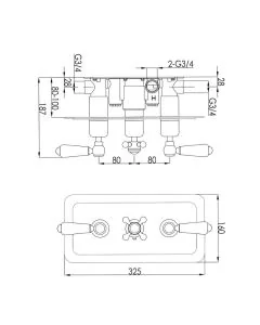 Grosvenor Black Lever 3 Handle 3 Way Shower Valve Chrome