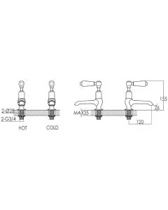Grosvenor Lever Long Nose Basin Taps Gold