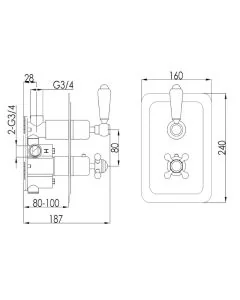 Grosvenor Lever 2 Way Thermostatic Shower Valve Gold