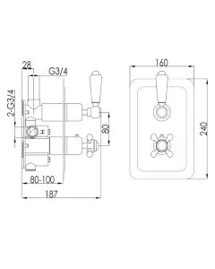 Grosvenor Black Lever Thermostatic Shower Valve Chrome
