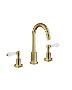 Grosvenor Lever 3 Hole Basin Mixer Gold
