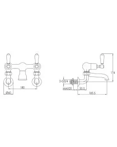 Grosvenor Lever Wall Bath Filler Gold