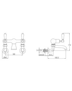 Grosvenor Lever Wall Bath Filler Chrome