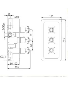 Grosvenor Pinch 3 Handle 2 Way Shower Valve Chrome