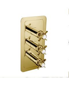 Grosvenor Pinch 3 Handle 2-Way Shower Valve Gold
