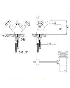 Grosvenor Pinch Basin Mixer Gold
