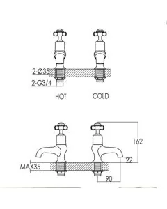 Grosvenor Pinch Bath Taps Gold