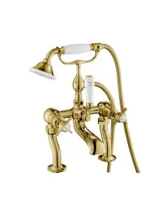 Grosvenor Pinch Deck Bath Shower Mixer Gold