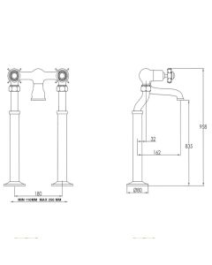 Grosvenor Pinch Freestanding Bath Filler Gold