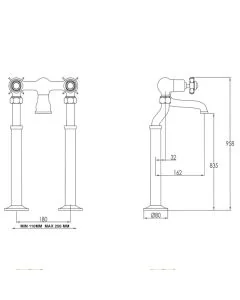 Grosvenor Pinch Freestanding Bath Filler Chrome