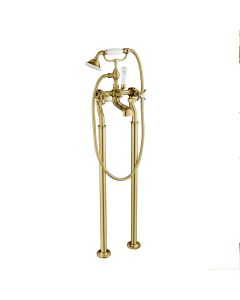 Grosvenor Pinch Freestanding Bath Shower Mixer Gold