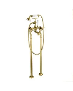 Grosvenor Pinch Freestanding Bath Shower Mixer Gold