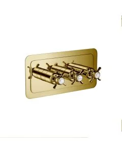 Grosvenor Pinch 3 Handle 2 Way Shower Valve Gold