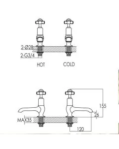 Grosvenor Pinch Long Nose Basin Taps Gold