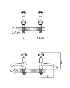 Grosvenor Black Pinch Long Nose Basin Taps Chrome