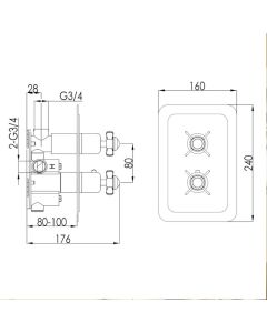 Grosvenor Pinch 2 Way Thermostatic Shower Valve Gold