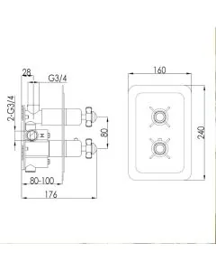 Grosvenor Pinch 2 Way Thermostatic Shower Valve Gold