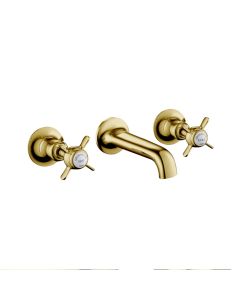 Grosvenor Pinch 3 Hole Wall Basin Mixer Gold