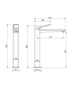 Hix Tall Basin Mixer Brass