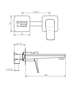 Hix Wall Mounted Basin Mixer Brass