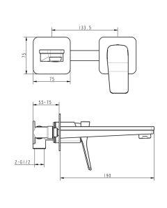 Hix Wall Mounted Basin Mixer Brushed Black