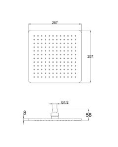 Hix Square 250mm Shower Head Black
