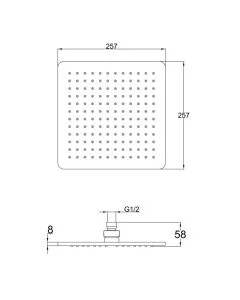 Hix Square 250mm Shower Head Black