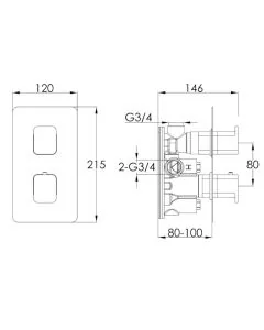 Hix Thermostatic 2 Way Shower Valve Brass