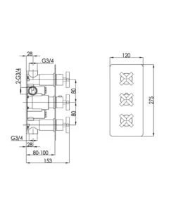 Solex 2-Way 3 Handle Shower Valve Chrome