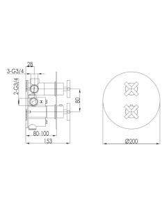 Solex Round 3-Way Shower Valve Chrome