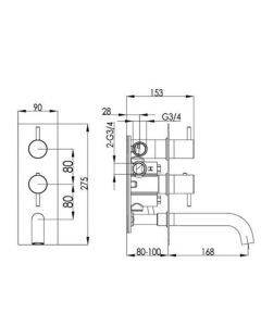 Solex Thermostatic Wall Bath Shower Mixer Chrome