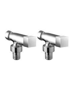JTP Square Straight Radiator Valves Chrome 