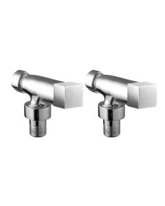 JTP Square Straight Radiator Valves Chrome 
