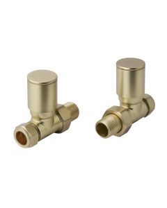 JTP Straight Radiator Valves Brushed Brass