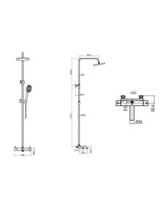 VOS 3 Way Thermostatic Shower Riser Kit Matt Black