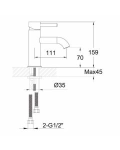 VOS Designer Handle Basin Mixer Brass