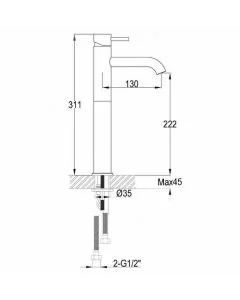 VOS Single Lever Tall Basin Mixer Brushed Black