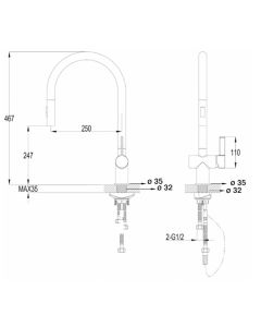VOS Pull Out Sink Mixer Tap Matt Black