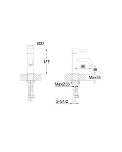 VOS Single Lever Mini Basin Mixer Matt Black