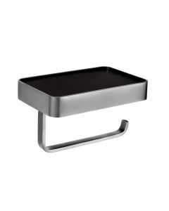 VOS Phone Shelf Toilet Roll Holder Brushed Black