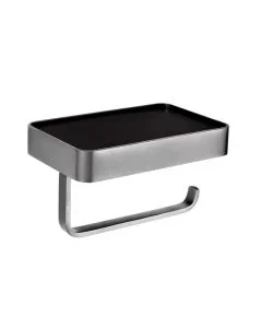 VOS Phone Shelf Toilet Roll Holder Brushed Black