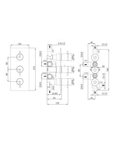 Kio 3-Way Thermostatic Shower Chrome