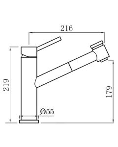 Larissa Top Lever Monobloc Kitchen Tap Pull Out Spray Brushed Nickel