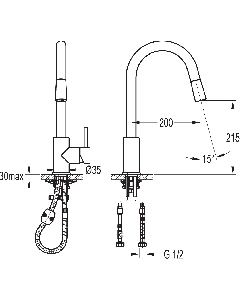 Flova Levo Single Lever Pull Down Kitchen Mixer